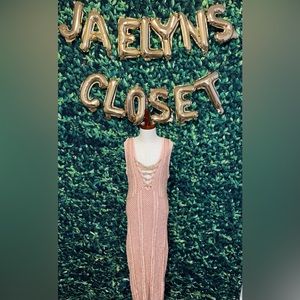 PLT Blush Metallic lace dress